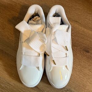 Puma Basket Heart Patent Sneakers in white - size 8 NWT